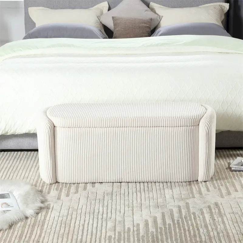 Storage Ottoman,Bedroom End Bench,Upholstered Fabric Storage Ottoman