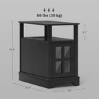 End Table with Charging Station, Narrow Side Table with USB Ports and Outlets, Small Table with Hidden Storage and Open Shelf