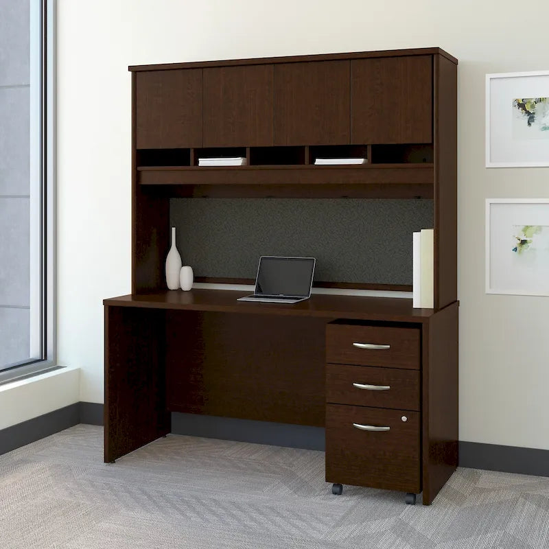 Series C 60W Desk with Hutch and Drawers by