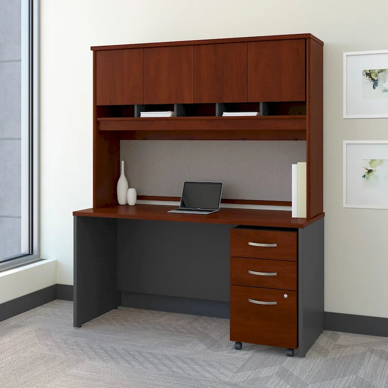 Series C 60W Desk with Hutch and Drawers by