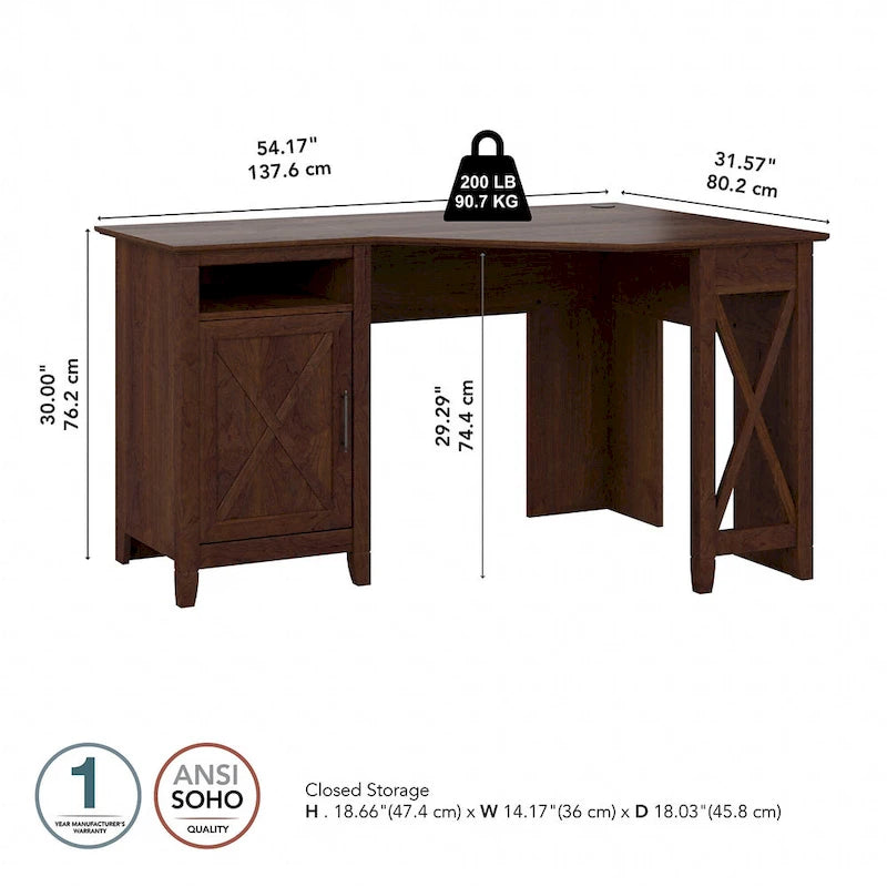 Key West 54W Corner Computer Desk with Storage