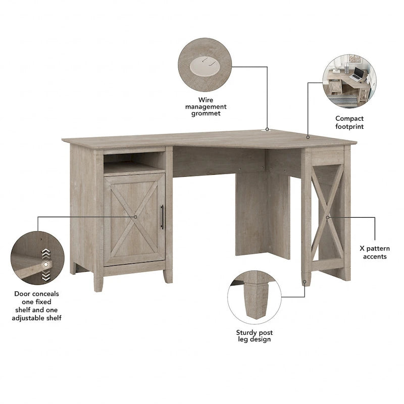 Key West 54W Corner Computer Desk with Storage