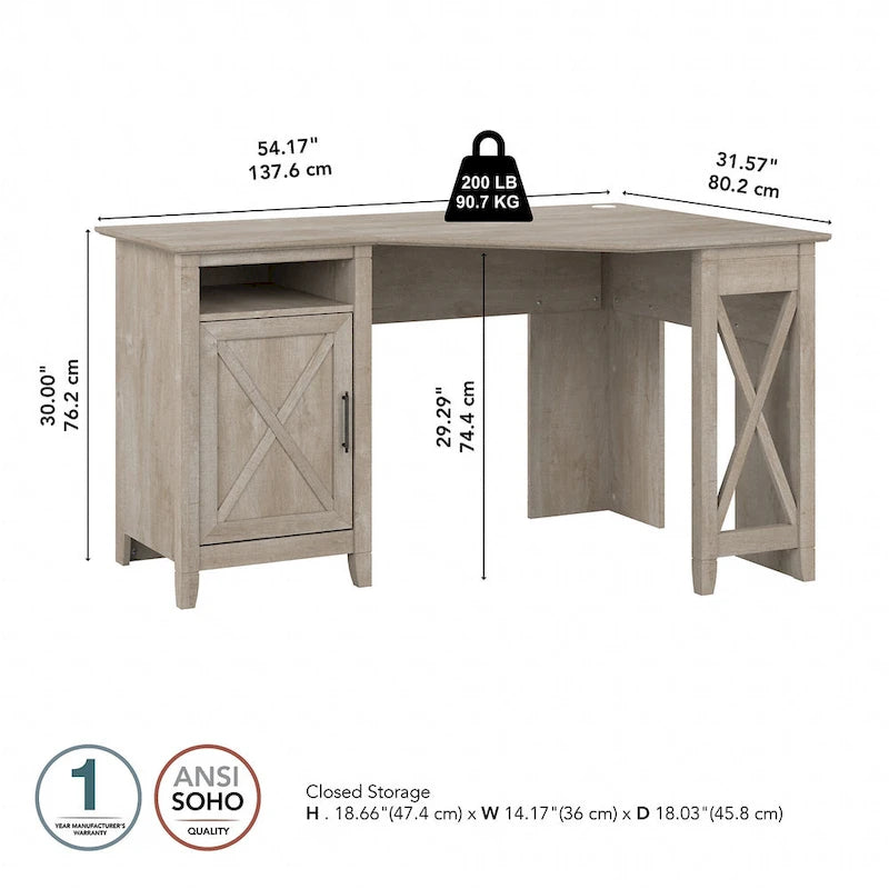 Key West 54W Corner Computer Desk with Storage