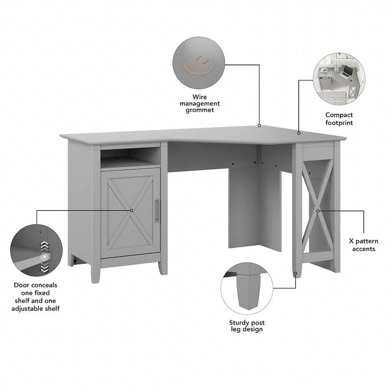 Key West 54W Corner Computer Desk with Storage