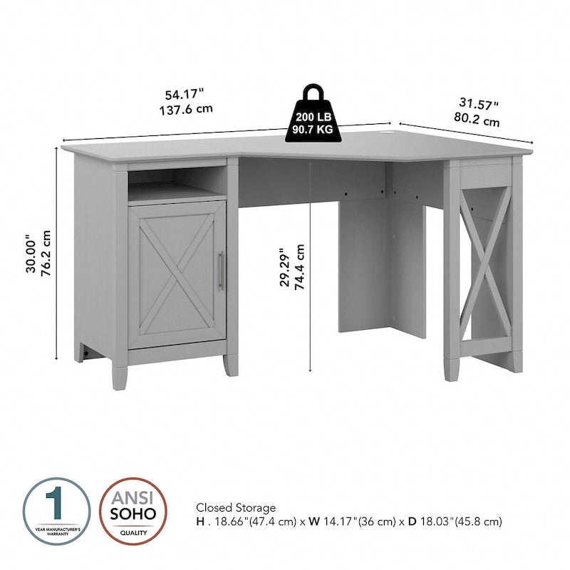 Key West 54W Corner Computer Desk with Storage