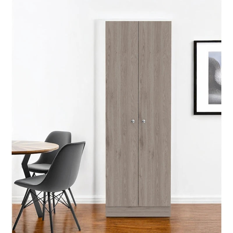 HomeRoots 71Light Gray Wood Pantry Or Storage Closet - 23.6' X '70.8' X '11.8