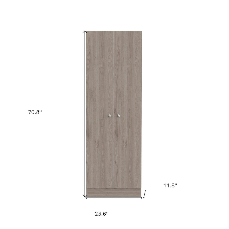 HomeRoots 71Light Gray Wood Pantry Or Storage Closet - 23.6' X '70.8' X '11.8
