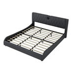 King LED Bed Frame with Bluetooth Speakers & Leather Upholstery