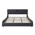 King LED Bed Frame with Bluetooth Speakers & Leather Upholstery