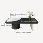 51Modern Wood Coffee Table,Retangular Black Living Room Table