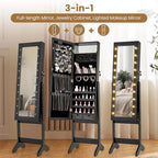 Costway LED Mirror Jewelry Cabinet with 20 LED Lights Full-Length - See Details