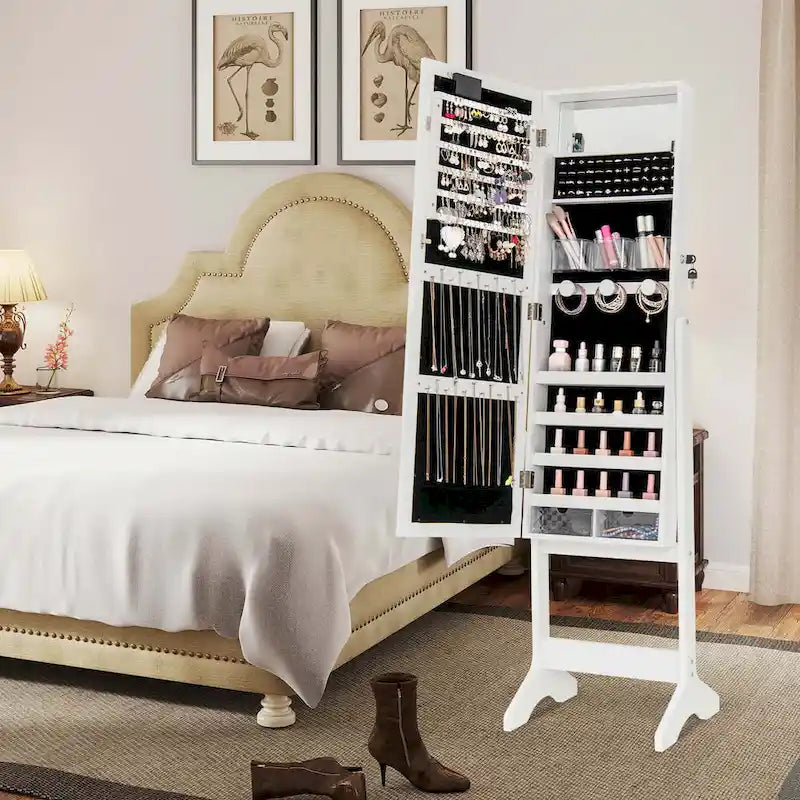 Costway LED Mirror Jewelry Cabinet with 20 LED Lights Full-Length - See Details