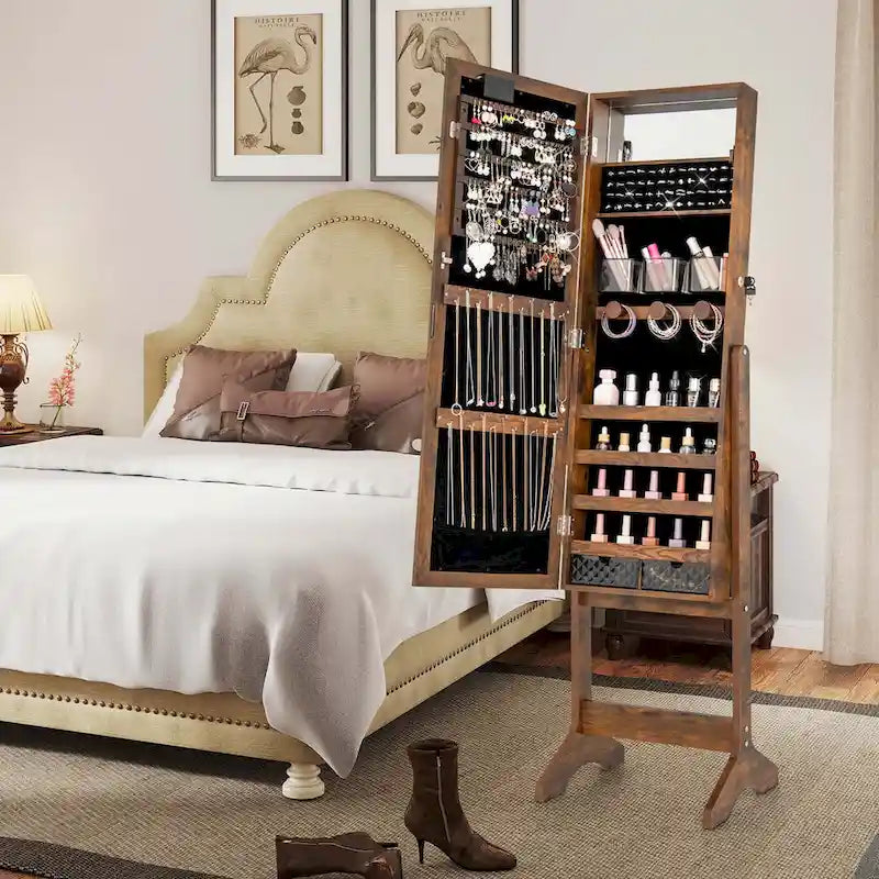 Costway LED Mirror Jewelry Cabinet with 20 LED Lights Full-Length - See Details