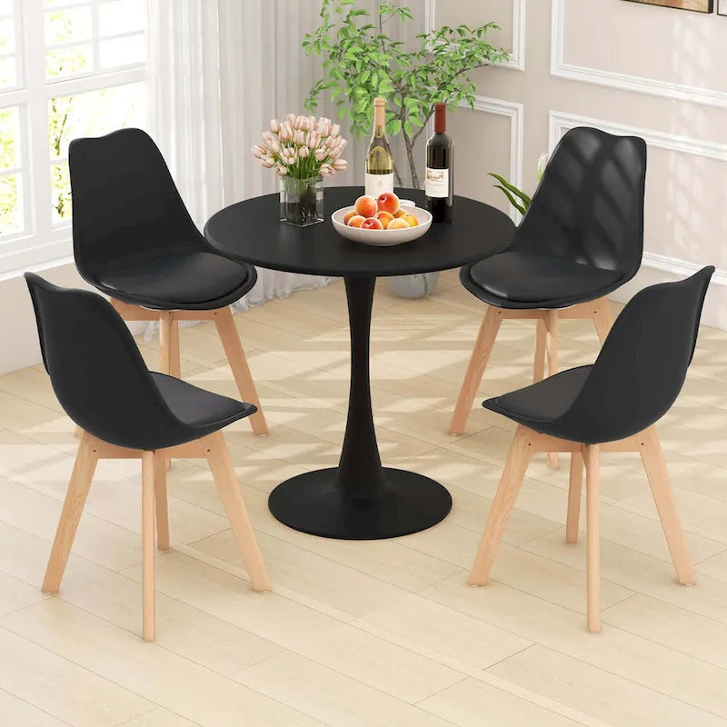 Costway 5 PCS Dining Set Modern Round Dining Table 4 Chairs for Small