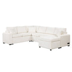 Pull-Out Bed Sleeper with Storage Ottoman, Three Pillows, and Built-In Charging Devices