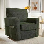 Chenille 360 Swivel Lounge Chair, Modern Armchair with Side Pockets Swivel Sofa Chair Ergonomic Recliner Chair for Bedroom