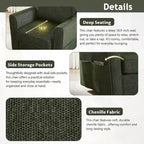 Chenille 360 Swivel Lounge Chair, Modern Armchair with Side Pockets Swivel Sofa Chair Ergonomic Recliner Chair for Bedroom