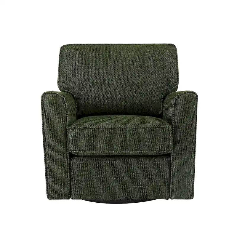 Chenille 360 Swivel Lounge Chair, Modern Armchair with Side Pockets Swivel Sofa Chair Ergonomic Recliner Chair for Bedroom