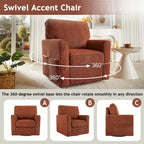 Chenille 360 Swivel Lounge Chair, Modern Armchair with Side Pockets Swivel Sofa Chair Ergonomic Recliner Chair for Bedroom