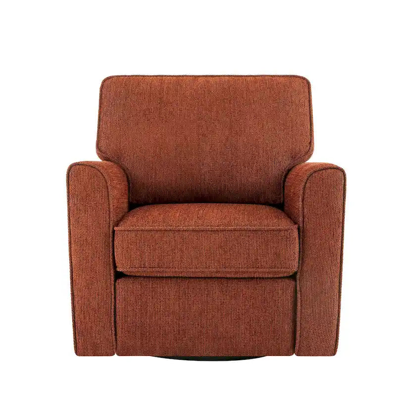 Chenille 360 Swivel Lounge Chair, Modern Armchair with Side Pockets Swivel Sofa Chair Ergonomic Recliner Chair for Bedroom