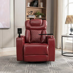 270 Swivel PU Leather Power Recliner with Phone Holder, Cup Holder, USB Port Home Theater Recliner for Living Room
