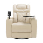 270 Swivel PU Leather Power Recliner with Phone Holder, Cup Holder, USB Port Home Theater Recliner for Living Room