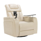270 Swivel PU Leather Power Recliner with Phone Holder, Cup Holder, USB Port Home Theater Recliner for Living Room