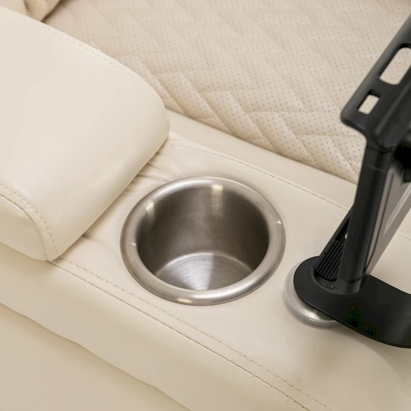 270 Swivel PU Leather Power Recliner with Phone Holder, Cup Holder, USB Port Home Theater Recliner for Living Room