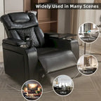 270 Swivel PU Leather Power Recliner with Phone Holder, Cup Holder, USB Port Home Theater Recliner for Living Room