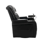 270 Swivel PU Leather Power Recliner with Phone Holder, Cup Holder, USB Port Home Theater Recliner for Living Room