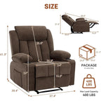 Oversized Manual Recliner Chair with Vibration Massage and Heat, Classic Overstuffed Deep Seat Sofa