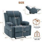 Oversized Manual Recliner Chair with Vibration Massage and Heat, Classic Overstuffed Deep Seat Sofa