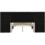 Pink Full Size Modern Style Velvet Upholstered Platform Bed with Big Headboard for Bedroom