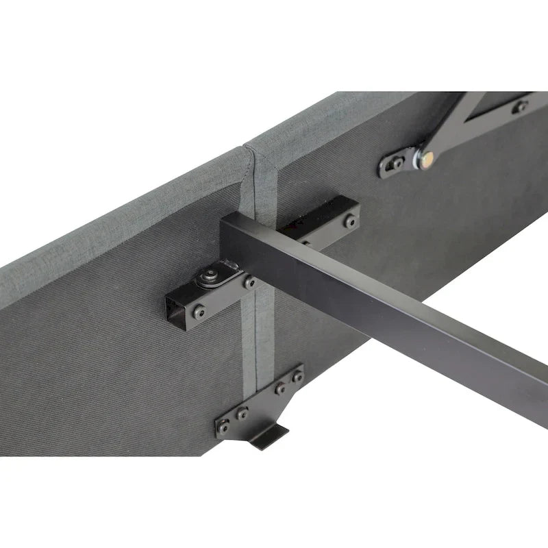 Light Gray Queen Size Modern Metal Platform Bed with Storage,Wingback Headboard and USB Ports