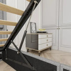 Light Gray Queen Size Modern Metal Platform Bed with Storage,Wingback Headboard and USB Ports