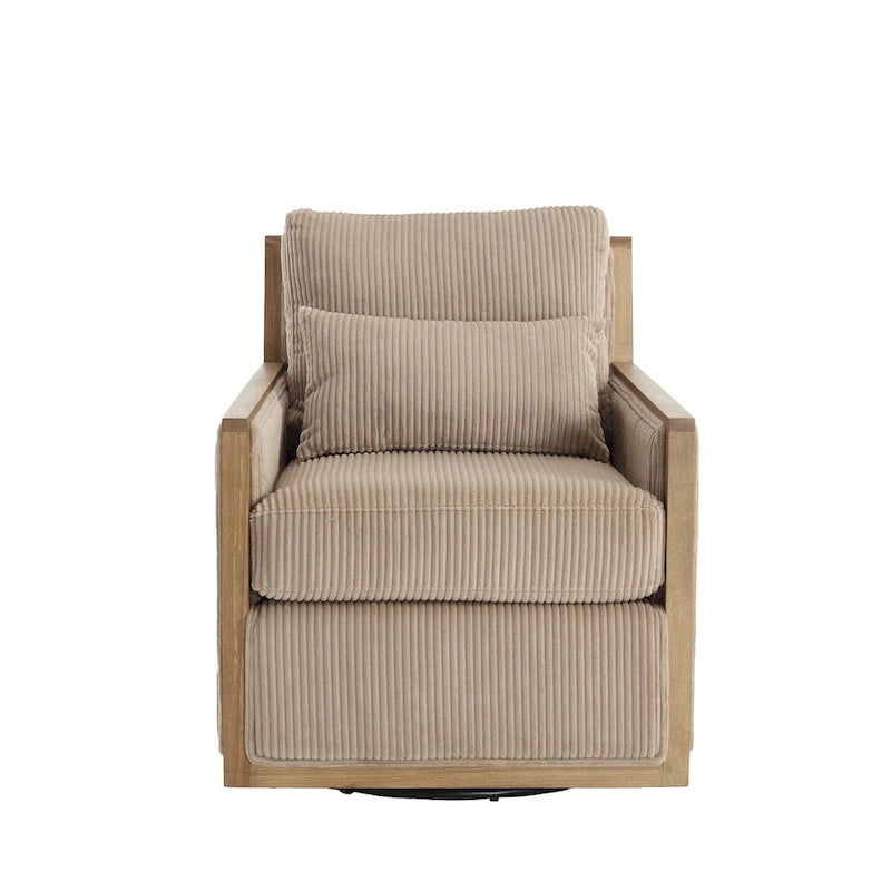 Camel 26.77Swivel Barrel Chair with Hardwood Frame