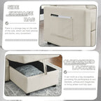 Beige 78.5" Reversible 3 Seater Sleeper with Storage Chaise, Pull-Out Bed and Side Pocket