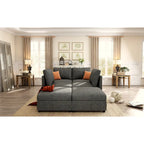 Grey 123U-Shaped 4-Seater Modular Sectional with Storage Ottomans, Easy to Assemble and Transport