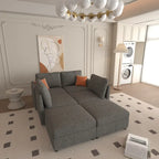 Grey 123U-Shaped 4-Seater Modular Sectional with Storage Ottomans, Easy to Assemble and Transport