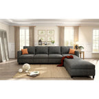 Grey 123U-Shaped 4-Seater Modular Sectional with Storage Ottomans, Easy to Assemble and Transport