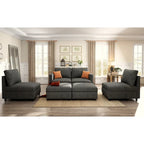 Grey 123U-Shaped 4-Seater Modular Sectional with Storage Ottomans, Easy to Assemble and Transport