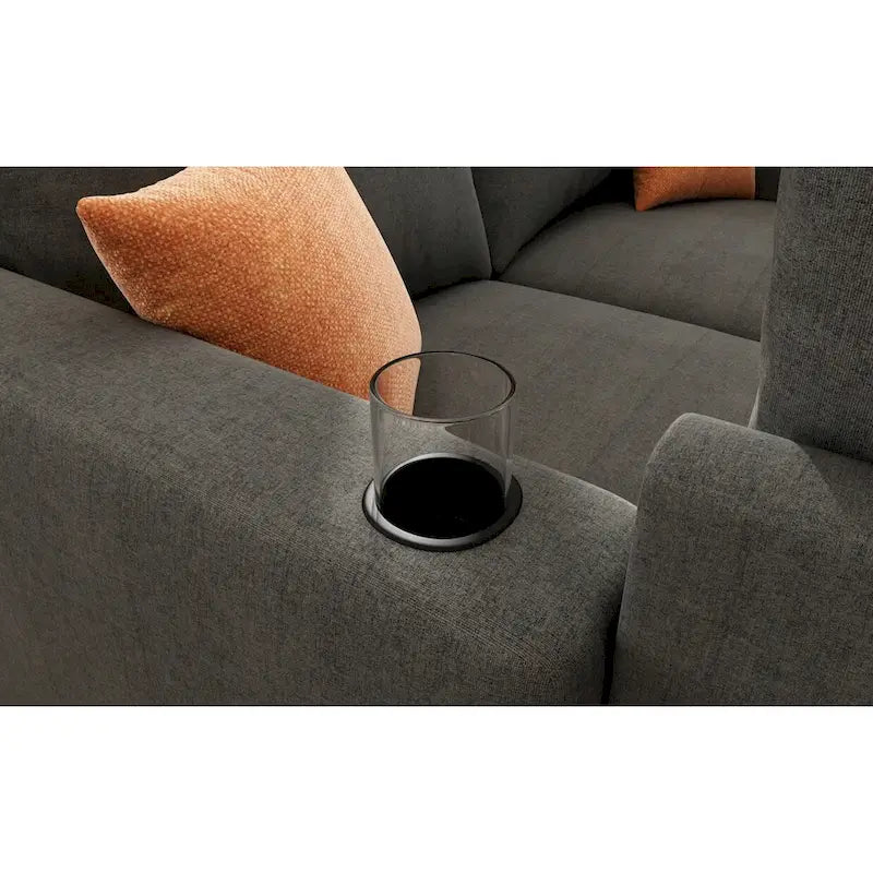 Grey 123U-Shaped 4-Seater Modular Sectional with Storage Ottomans, Easy to Assemble and Transport