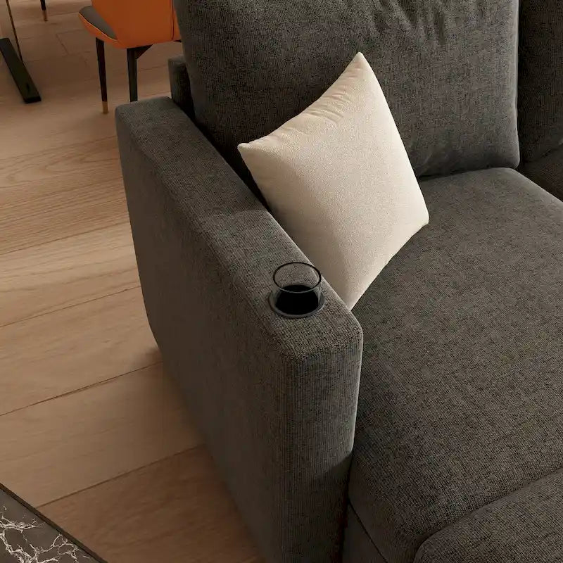 Grey 123U-Shaped 4-Seater Modular Sectional with Storage Ottomans, Easy to Assemble and Transport