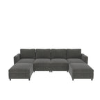 Grey 123U-Shaped 4-Seater Modular Sectional with Storage Ottomans, Easy to Assemble and Transport