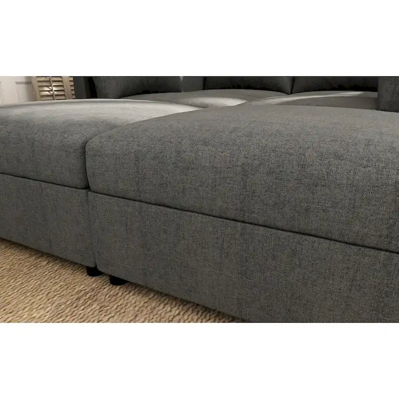 Grey 123U-Shaped 4-Seater Modular Sectional with Storage Ottomans, Easy to Assemble and Transport