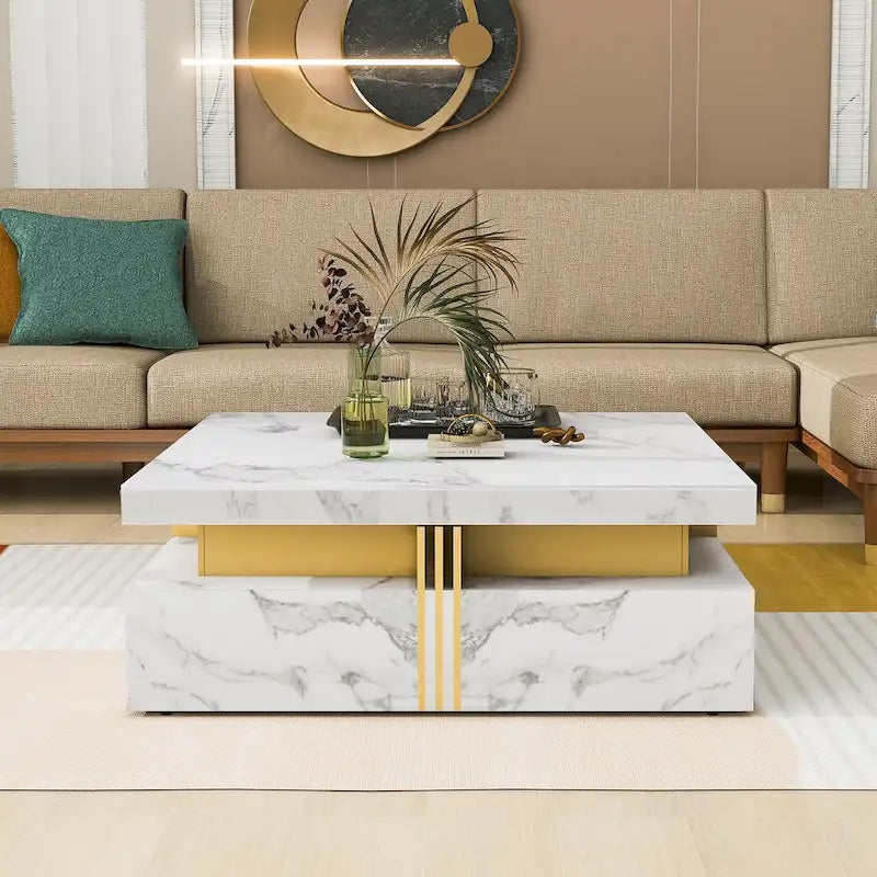 43.3Modern Square Storage Coffee Table with 4 Drawers for Living Room