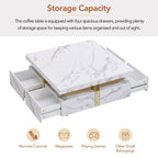 43.3Modern Square Storage Coffee Table with 4 Drawers for Living Room