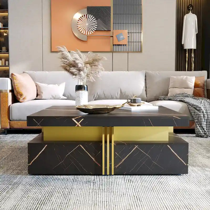 43.3Modern Square Storage Coffee Table with 4 Drawers for Living Room