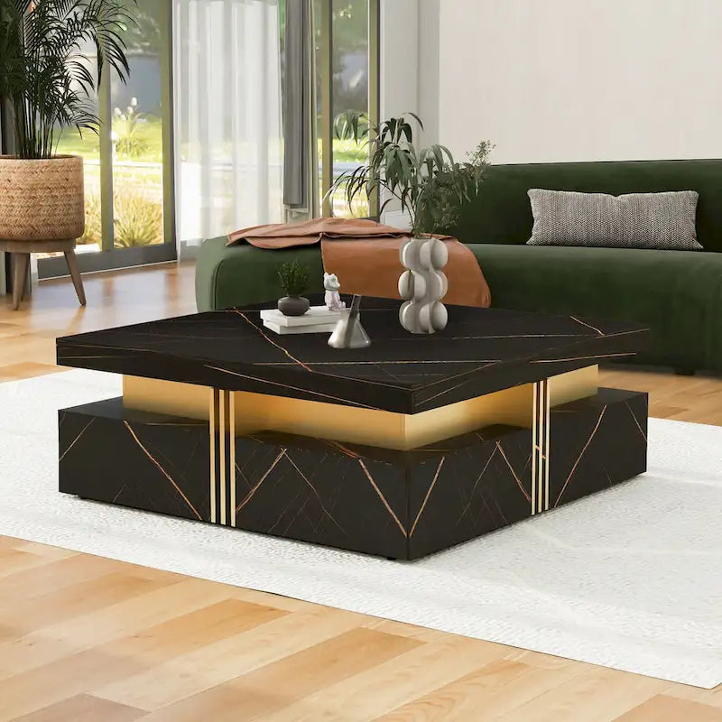 43.3Modern Square Storage Coffee Table with 4 Drawers for Living Room