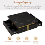 43.3Modern Square Storage Coffee Table with 4 Drawers for Living Room